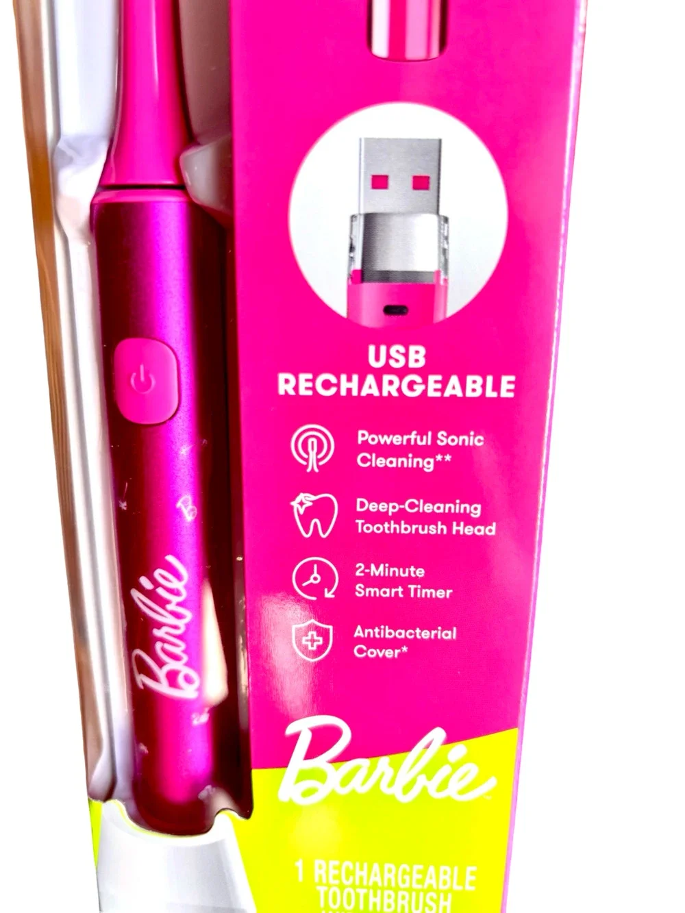 Firefly Sonic Barbie Toothbrush with USB Charging and Antibacterial Cover